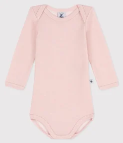 Petit Bateau Bodys*Langärmeliger Baby-Body aus Wolle und Baumwolle rosa SALINE
