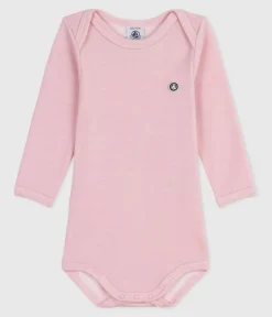 Petit Bateau Bodys*Langärmeliger Baby-Body aus Wolle und Baumwolle rosa JOLI