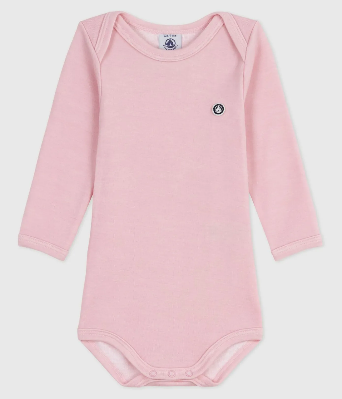 Petit Bateau Bodys*Langärmeliger Baby-Body aus Wolle und Baumwolle rosa JOLI