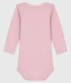 Petit Bateau Bodys*Langärmeliger Baby-Body aus Wolle und Baumwolle rosa JOLI