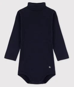 Petit Bateau T-Shirts, Oberteile*Langärmeliger Baby-Body aus Baumwolle mit Rollkragen blau SMOKING