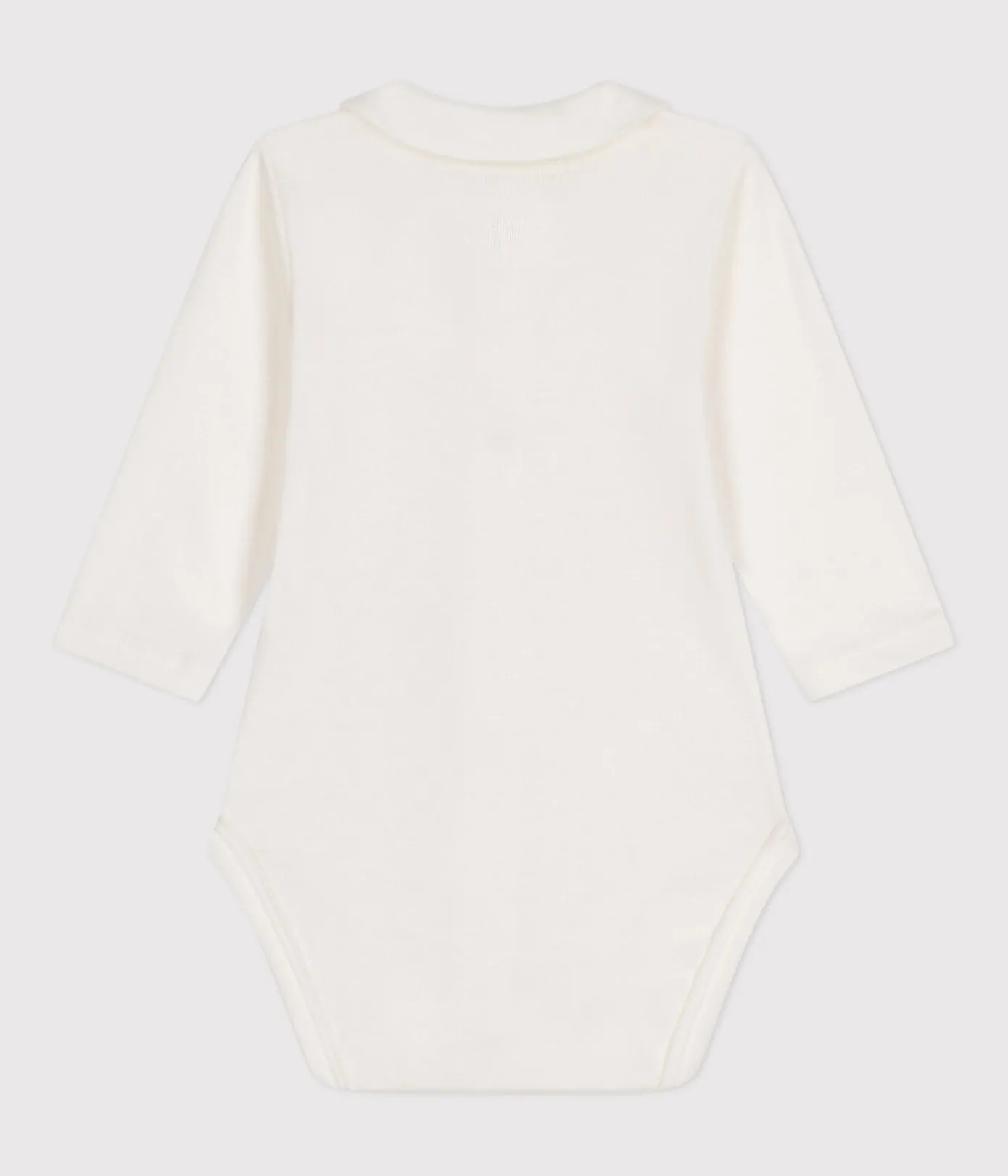 Petit Bateau T-Shirts, Oberteile|Newborn*Langärmeliger Baby-Body aus Baumwolle mit Kragen weiss MARSHMALLOW