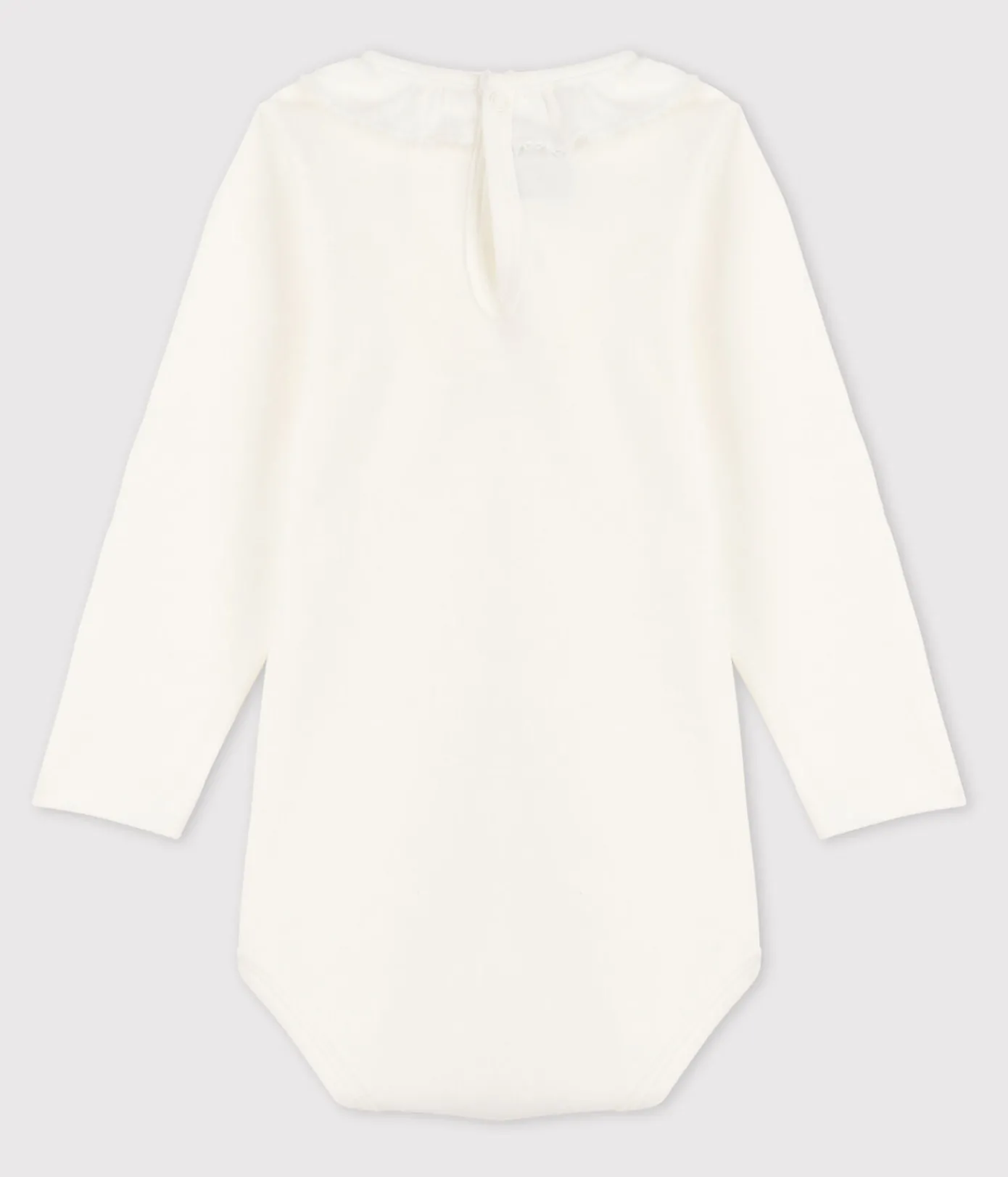 Petit Bateau T-Shirts, Oberteile*Langärmeliger Baby-Body aus Baumwolle mit Rüschenkragen weiss MARSHMALLOW
