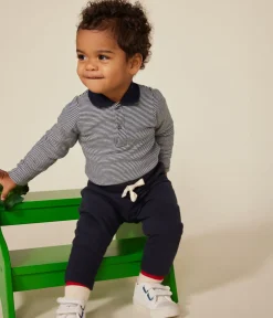 Petit Bateau T-Shirts, Oberteile*Langärmeliger Baby-Body aus Baumwolle mit Kragen blau SMOKING/weiss MARSHMALLOW