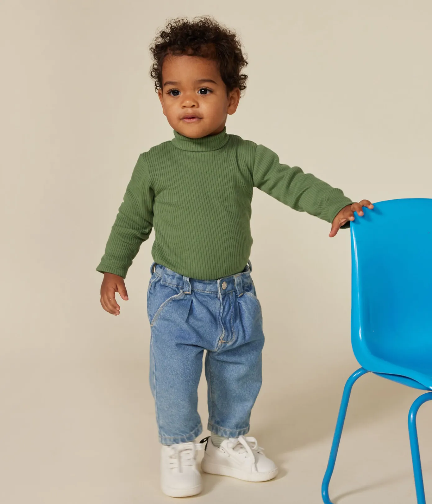 Petit Bateau T-Shirts, Oberteile*Langärmeliger Body mit Rollkragen aus Baumwolle für Babys grün PALMERAIE