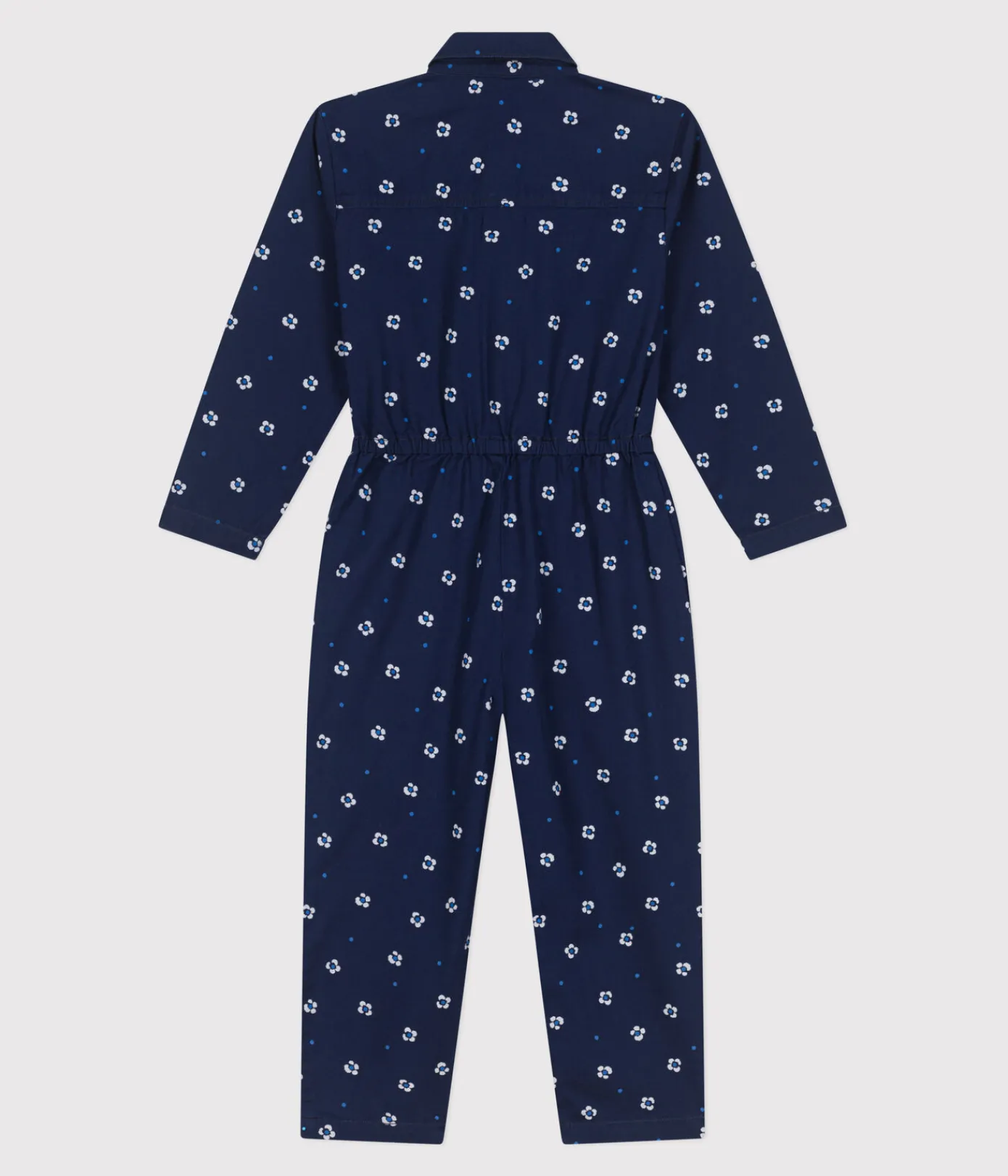 Petit Bateau Shorts, Hosen, Leggings*Langärmeliger Kinder-Overall aus Baumwolle mit Blumenmuster blau MEDIEVAL/weiss MARSHMALLOW