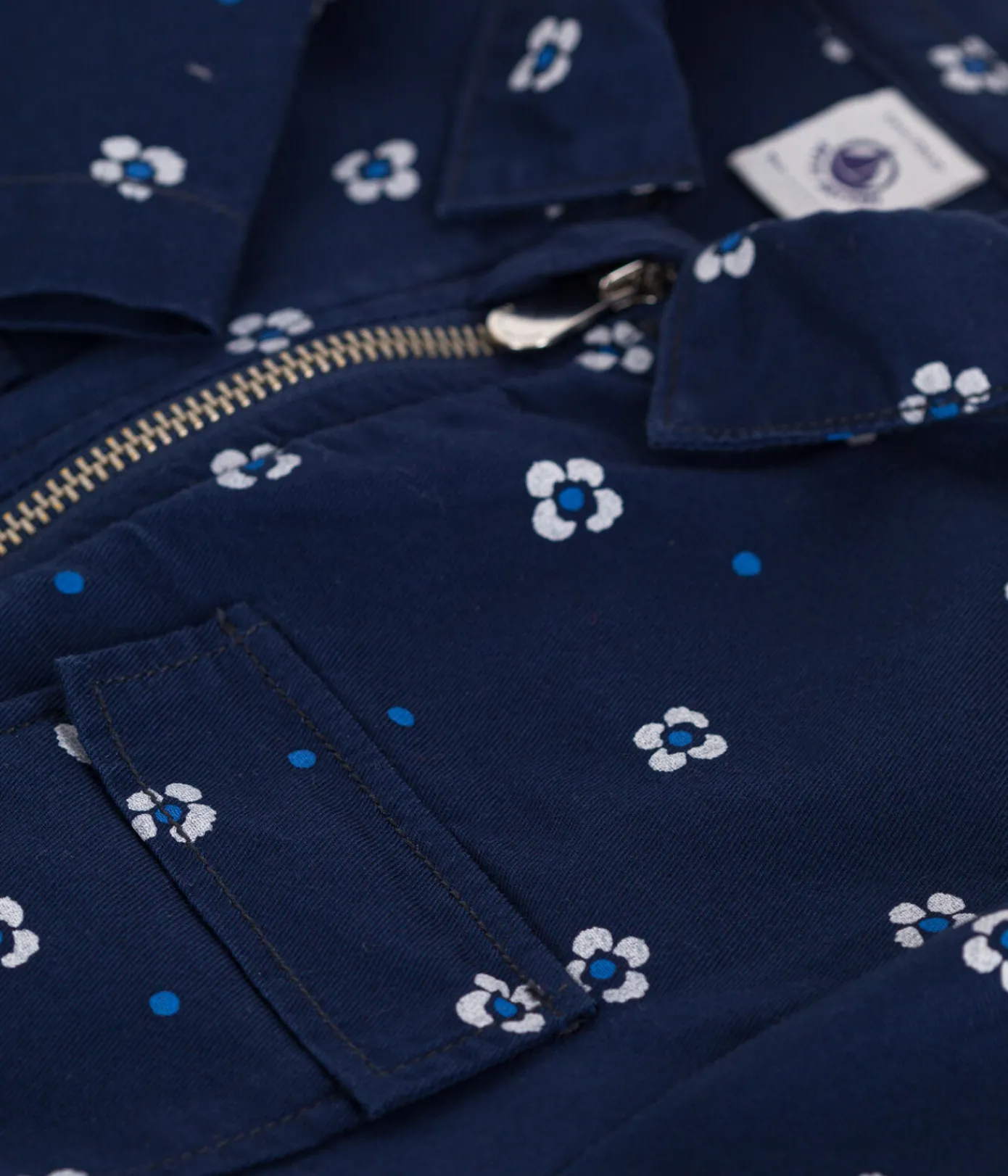 Petit Bateau Shorts, Hosen, Leggings*Langärmeliger Kinder-Overall aus Baumwolle mit Blumenmuster blau MEDIEVAL/weiss MARSHMALLOW