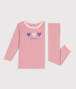 Petit Bateau Schlafanzüge, Nachthemden*Langärmeliger Kinder-Pyjama aus einfarbiger Baumwolle rosa CHARME