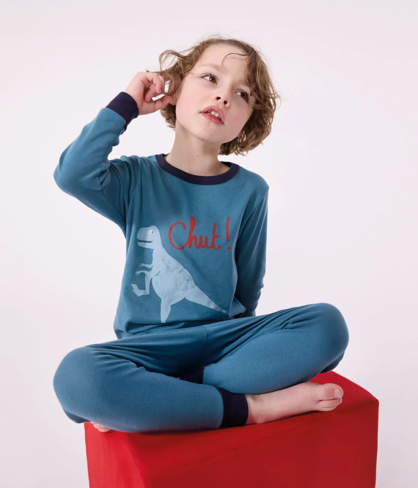 Petit Bateau Schlafanzüge, Pyjamas*Langärmeliger Kinder-Pyjama aus Baumwolle mit Dinos grün DRAGONFLY