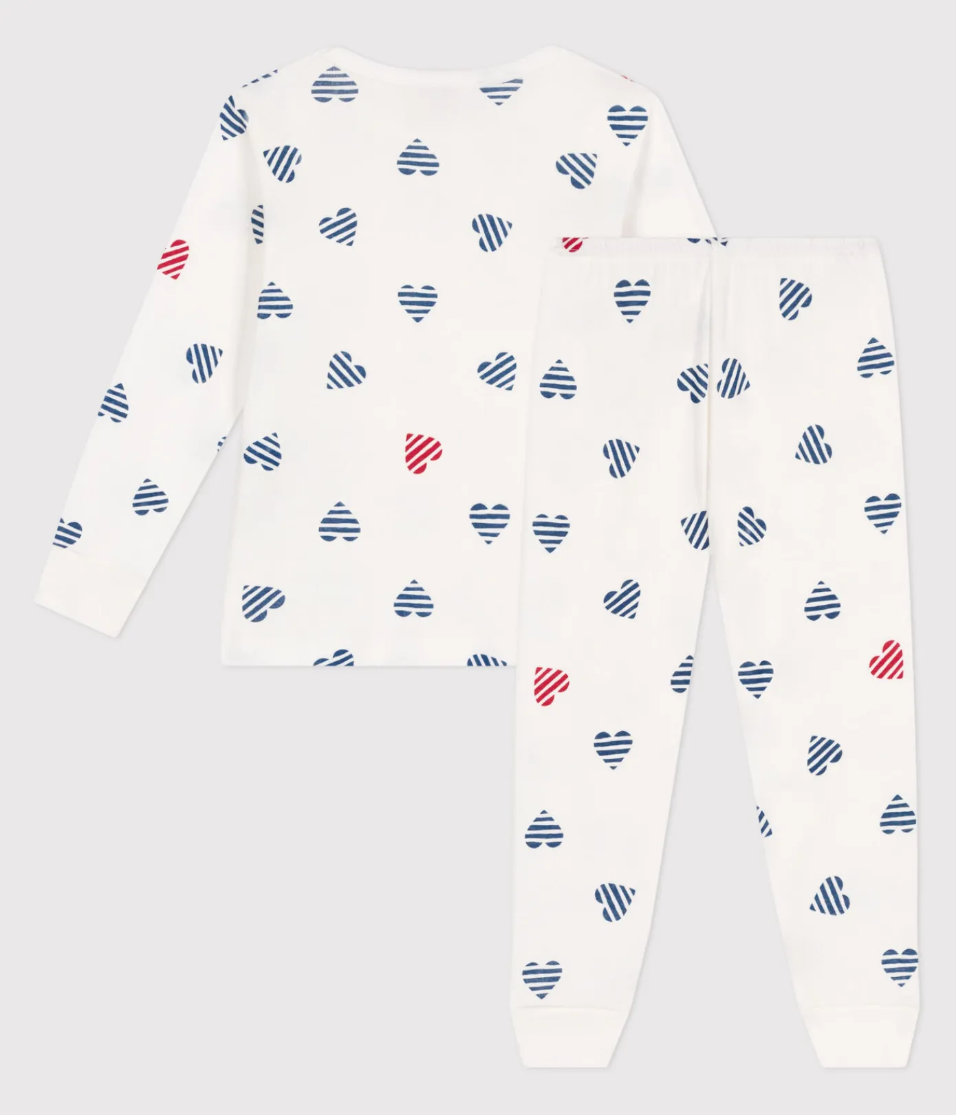 Petit Bateau Schlafanzüge, Pyjamas|Schlafanzüge, Nachthemden*Langärmeliger Kinder-Pyjama aus Baumwolle mit Herz-Motiv weiss MARSHMALLOW/weiss MULTICO