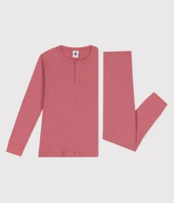 Petit Bateau Schlafanzüge, Nachthemden*Langärmeliger Kinder-Pyjama aus einfarbiger Baumwolle rosa ROSEWOOD
