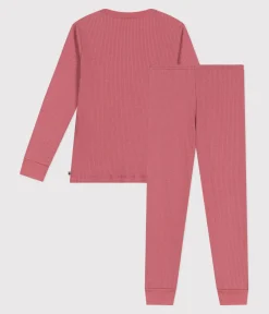 Petit Bateau Schlafanzüge, Nachthemden*Langärmeliger Kinder-Pyjama aus einfarbiger Baumwolle rosa ROSEWOOD