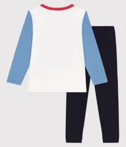 Petit Bateau Schlafanzüge, Pyjamas*Langärmeliger Kinder-Pyjama aus Baumwolle blau SMOKING/weiss MULTICO