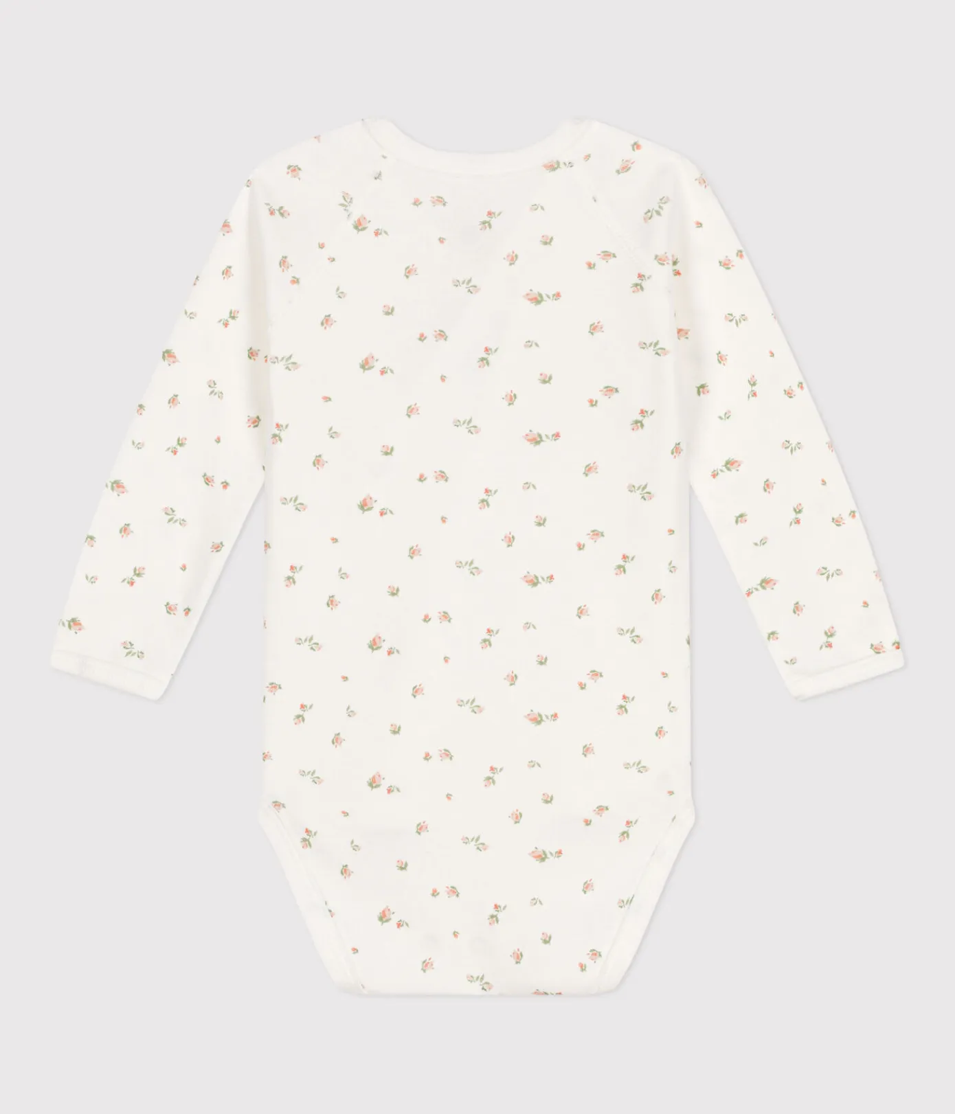Petit Bateau Bodys|Newborn*Langärmeliger Wickelbody aus Baumwolle weiss MARSHMALLOW/ SALINE
