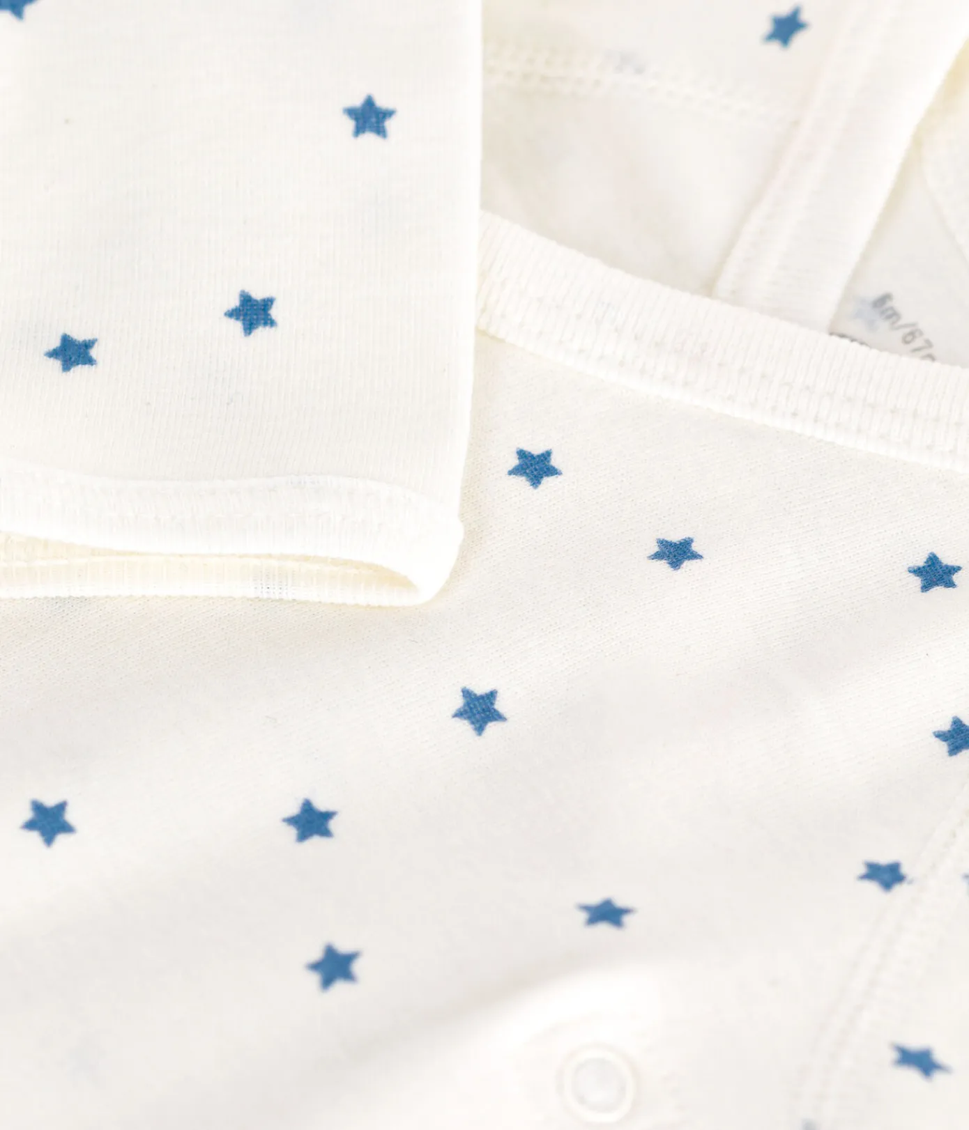 Petit Bateau Bodys|Newborn*Langärmeliger Wickelbody aus Baumwolle weiss MARSHMALLOW/blau ALASKA
