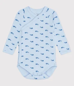 Petit Bateau Bodys|Newborn*Langärmeliger Wickelbody aus Baumwolle blau TOUDOU/ ALASKA