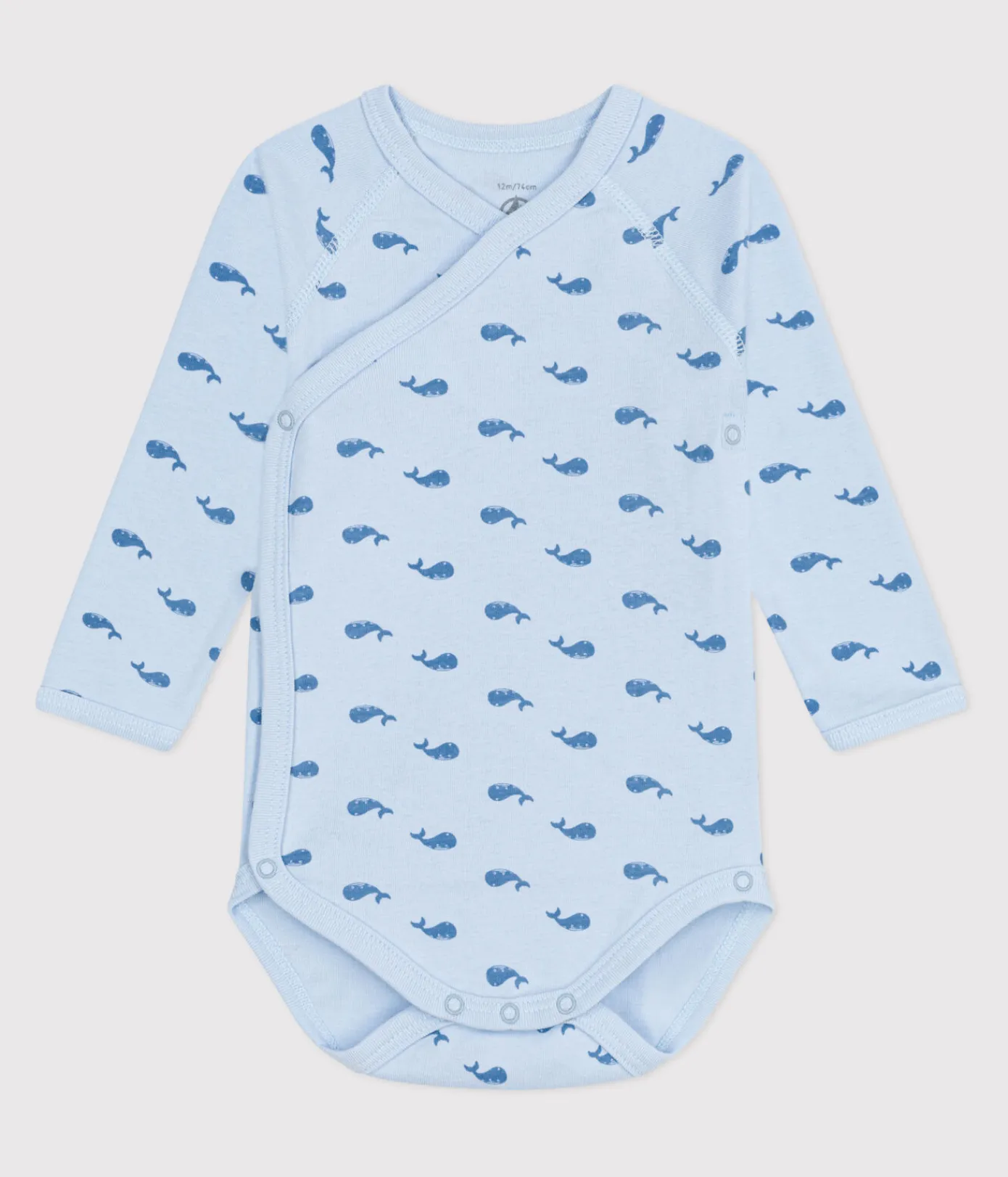 Petit Bateau Bodys|Newborn*Langärmeliger Wickelbody aus Baumwolle blau TOUDOU/ ALASKA