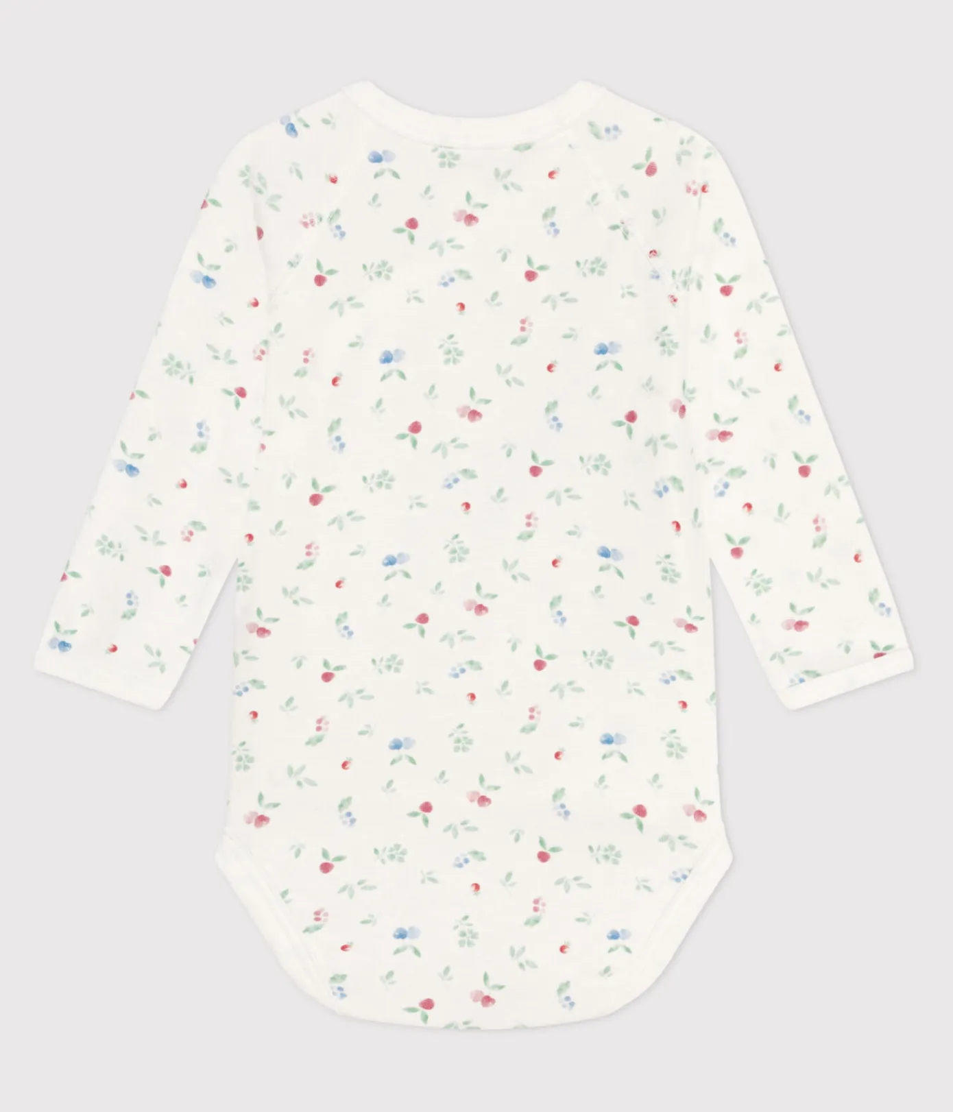 Petit Bateau Bodys|Newborn*Langärmeliger Wickelbody aus Baumwolle weiss MARSHMALLOW/weiss MULTICO