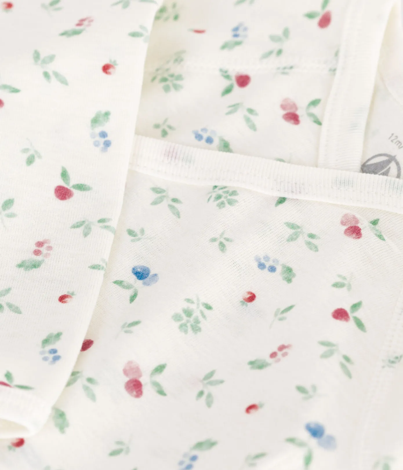 Petit Bateau Bodys|Newborn*Langärmeliger Wickelbody aus Baumwolle weiss MARSHMALLOW/weiss MULTICO