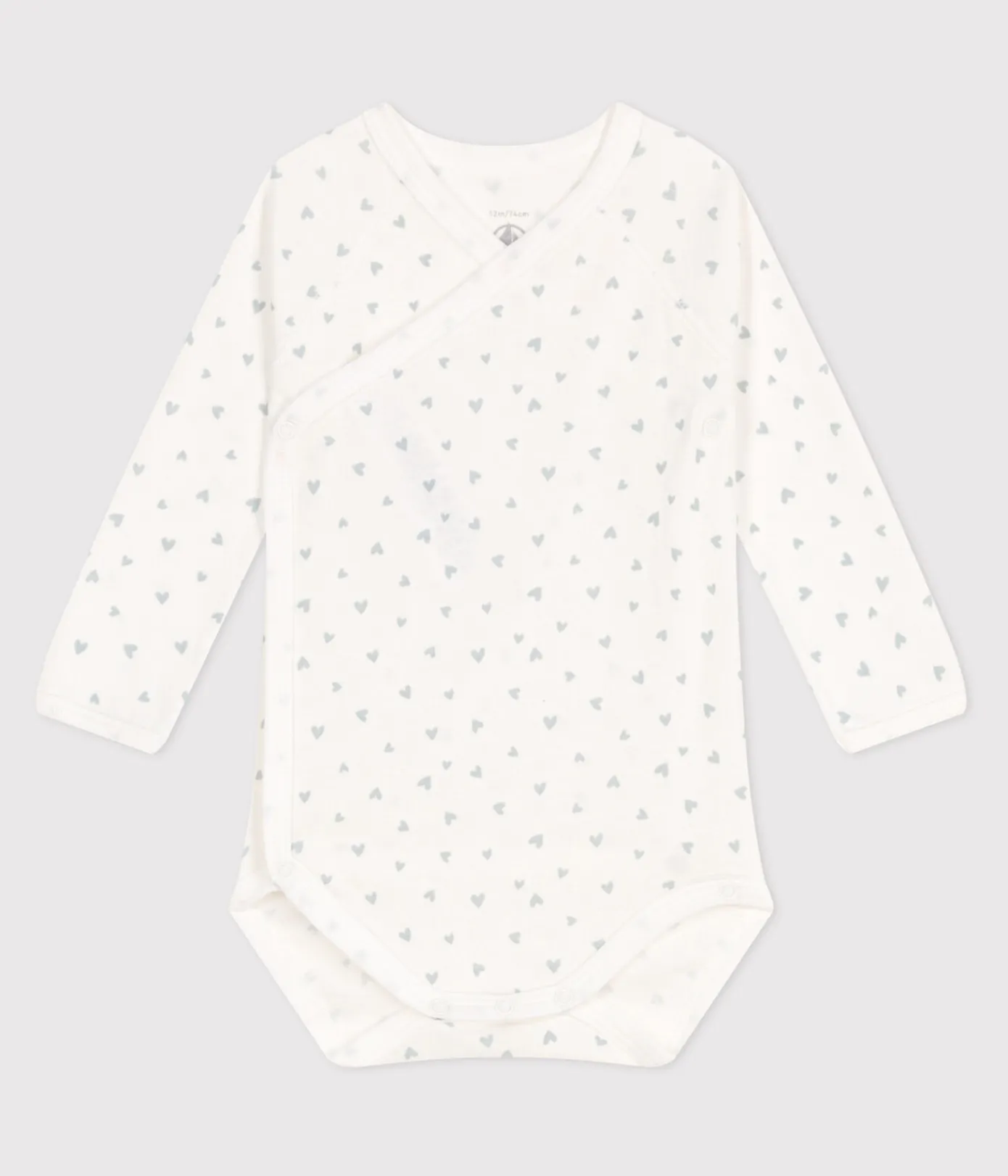 Petit Bateau Bodys|Newborn*Langärmeliger Wickelbody aus Baumwolle blau MARSHMALLOW/weiss GOMME