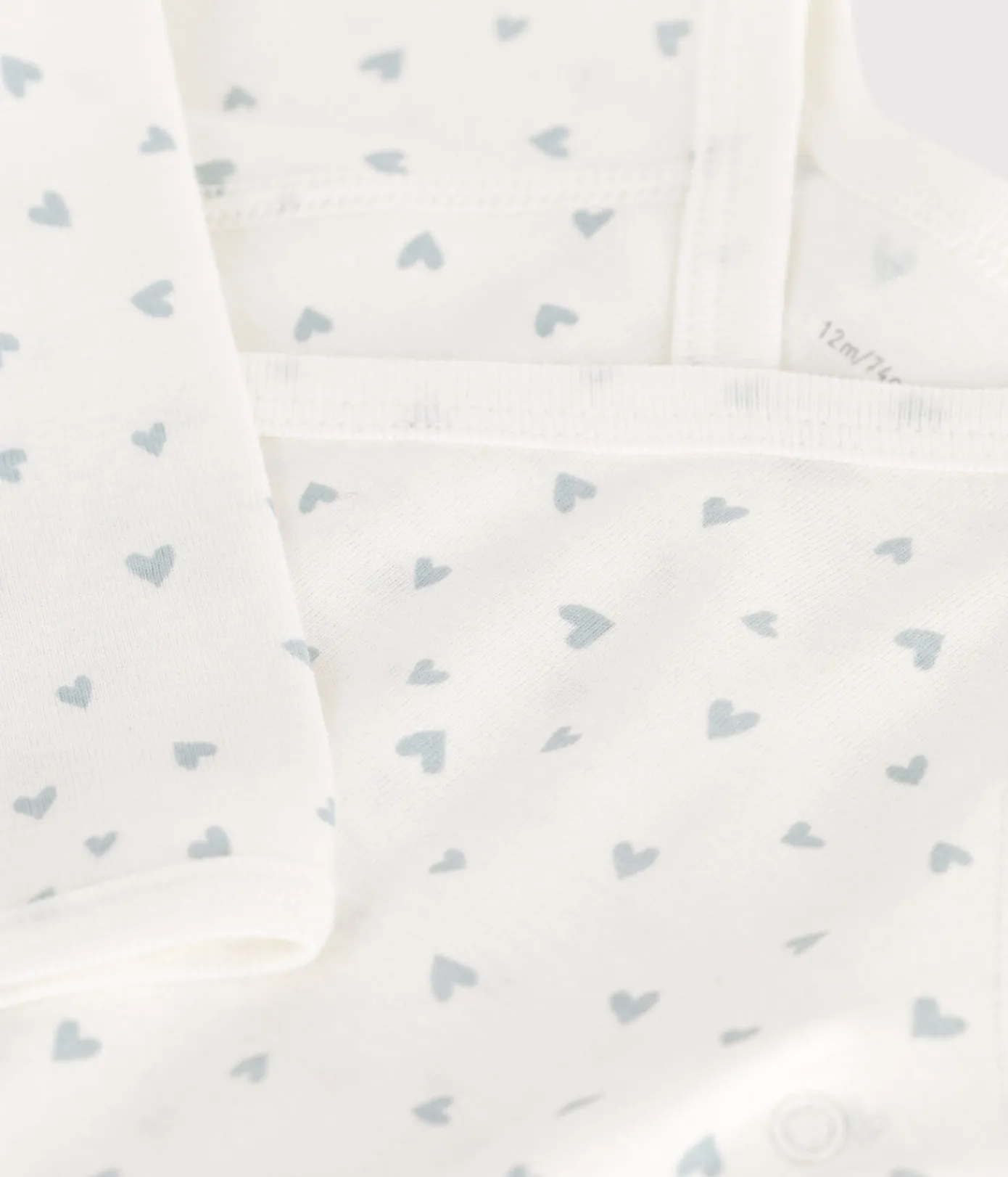 Petit Bateau Bodys|Newborn*Langärmeliger Wickelbody aus Baumwolle blau MARSHMALLOW/weiss GOMME