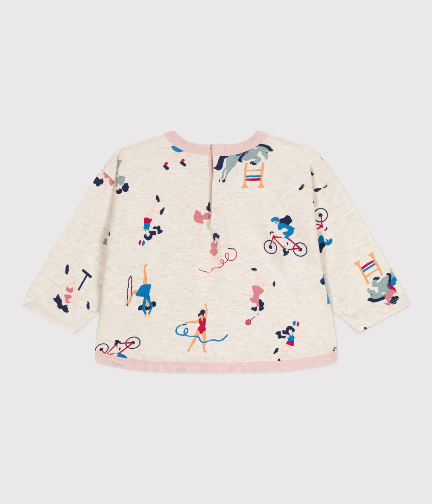 Petit Bateau T-Shirts, Oberteile*Langärmeliges Baby T-Shirt aus feinem Jersey beige MONTELIMAR/weiss MULTICO