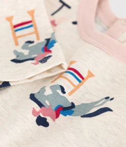 Petit Bateau T-Shirts, Oberteile*Langärmeliges Baby T-Shirt aus feinem Jersey beige MONTELIMAR/weiss MULTICO