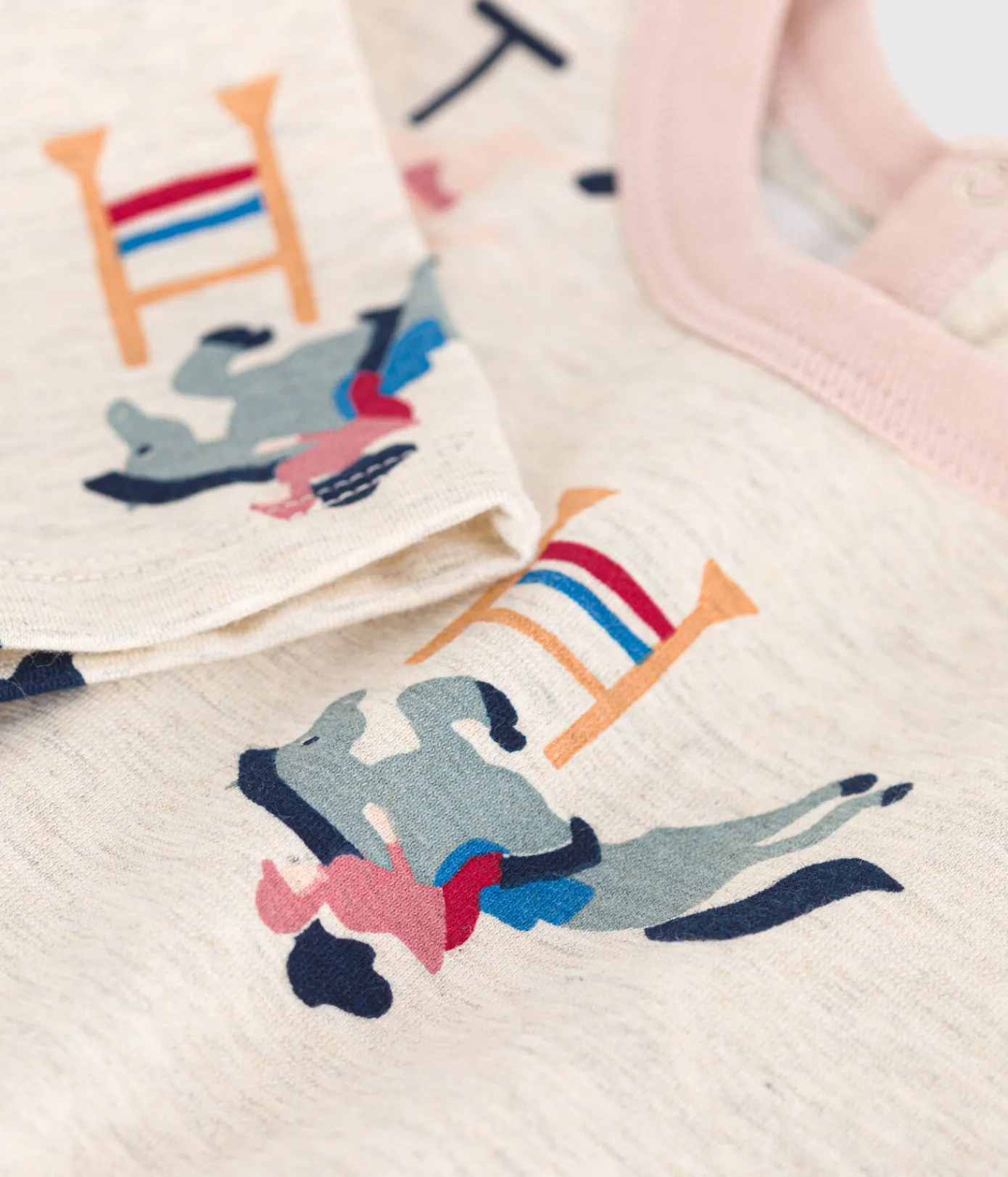 Petit Bateau T-Shirts, Oberteile*Langärmeliges Baby T-Shirt aus feinem Jersey beige MONTELIMAR/weiss MULTICO