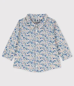 Petit Bateau T-Shirts, Oberteile*Langärmeliges Babyhemd aus Popeline mit Blumenmuster weiss ECUME/weiss MULTICO