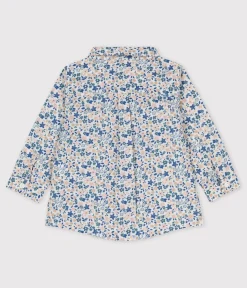 Petit Bateau T-Shirts, Oberteile*Langärmeliges Babyhemd aus Popeline mit Blumenmuster weiss ECUME/weiss MULTICO