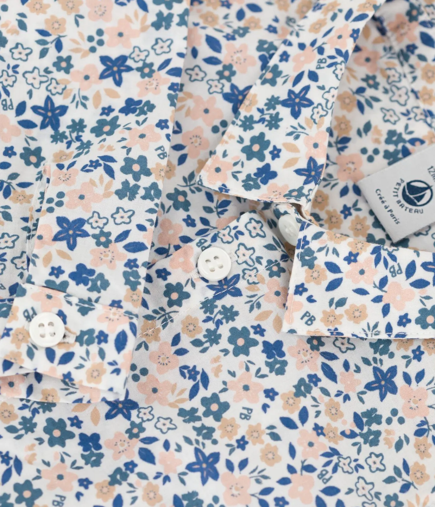 Petit Bateau T-Shirts, Oberteile*Langärmeliges Babyhemd aus Popeline mit Blumenmuster weiss ECUME/weiss MULTICO