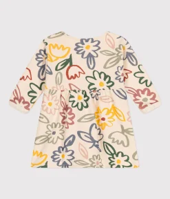 Petit Bateau Kleider*Langärmeliges Baby-Kleid weiss AVALANCHE/ MULTICO