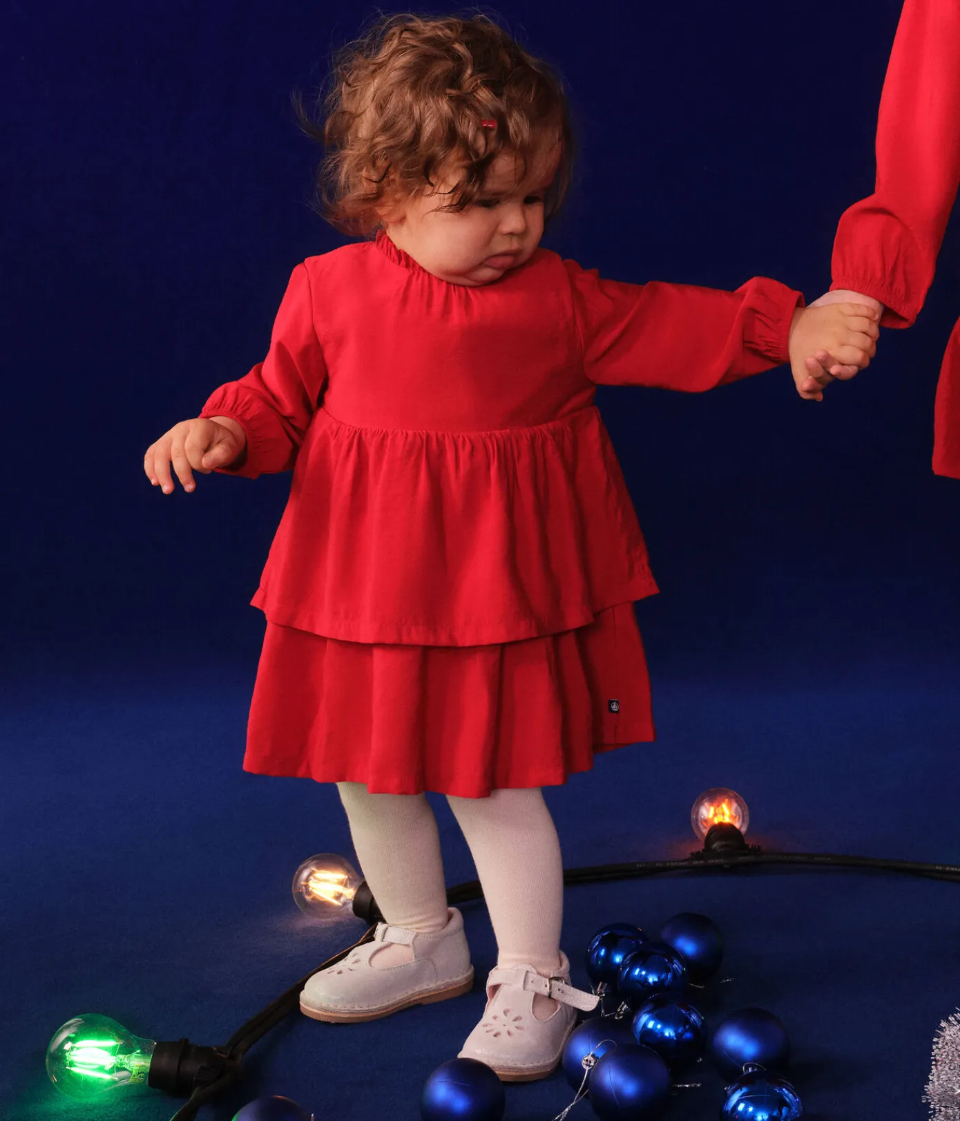 Petit Bateau Kleider*Langärmeliges Baby-Kleid ROT AURORA