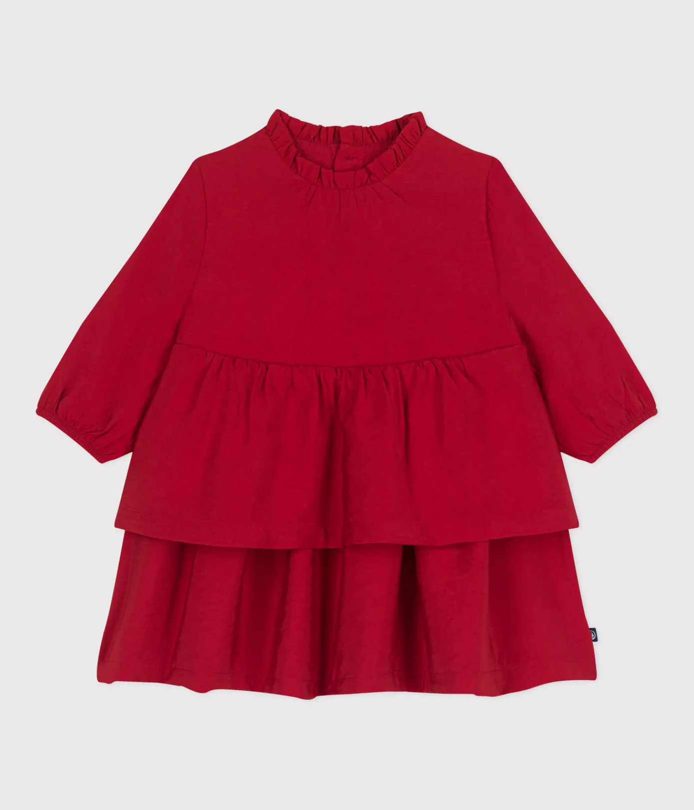 Petit Bateau Kleider*Langärmeliges Baby-Kleid ROT AURORA
