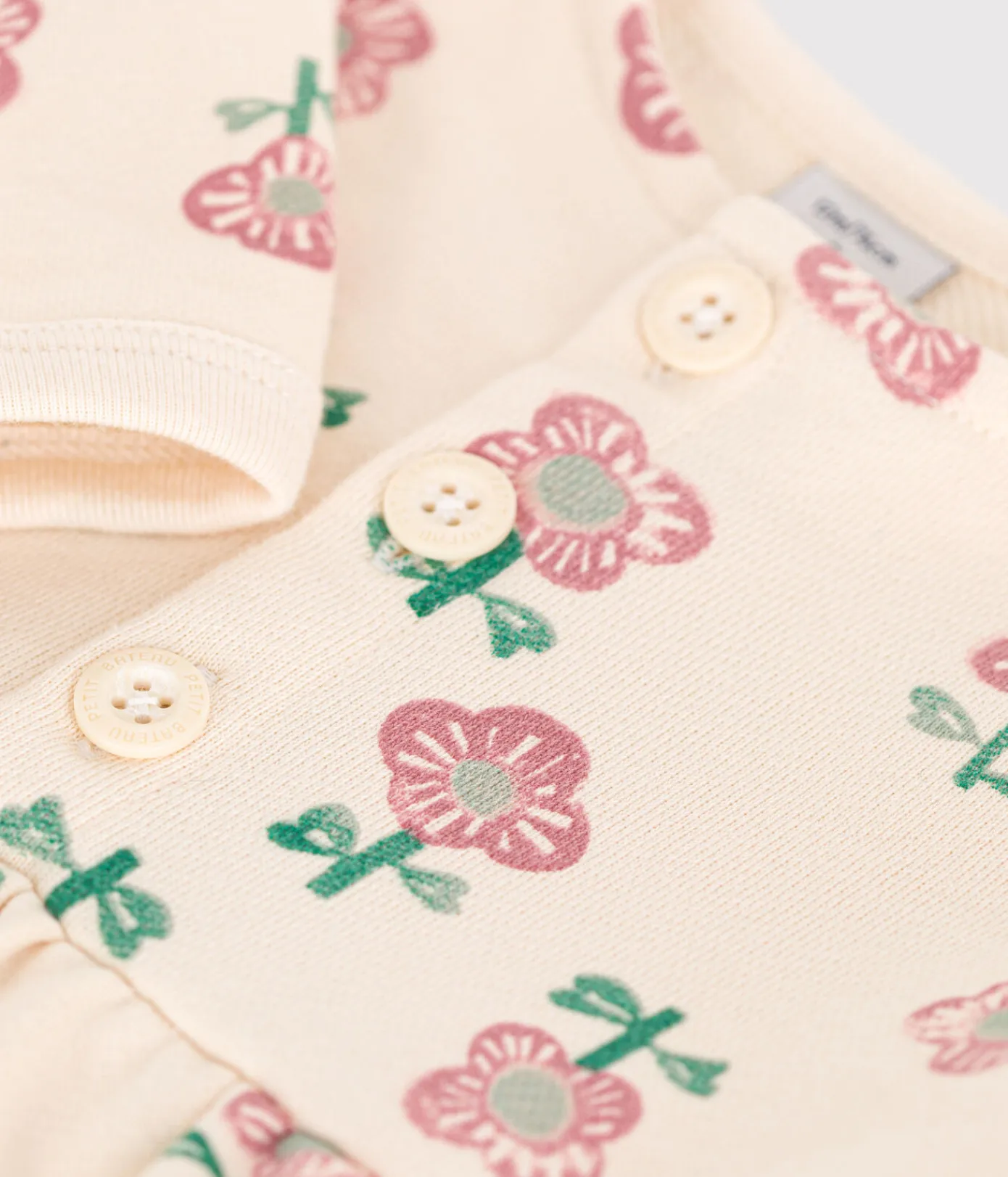 Petit Bateau Kleider*Langärmeliges Baby-Kleid gelb AVALANCHE/weiss DAISY