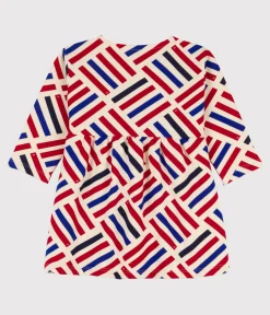 Petit Bateau Kleider*Langärmeliges Babykleid aus Molton mit Printgrafik weiss AVALANCHE/ MULTICO
