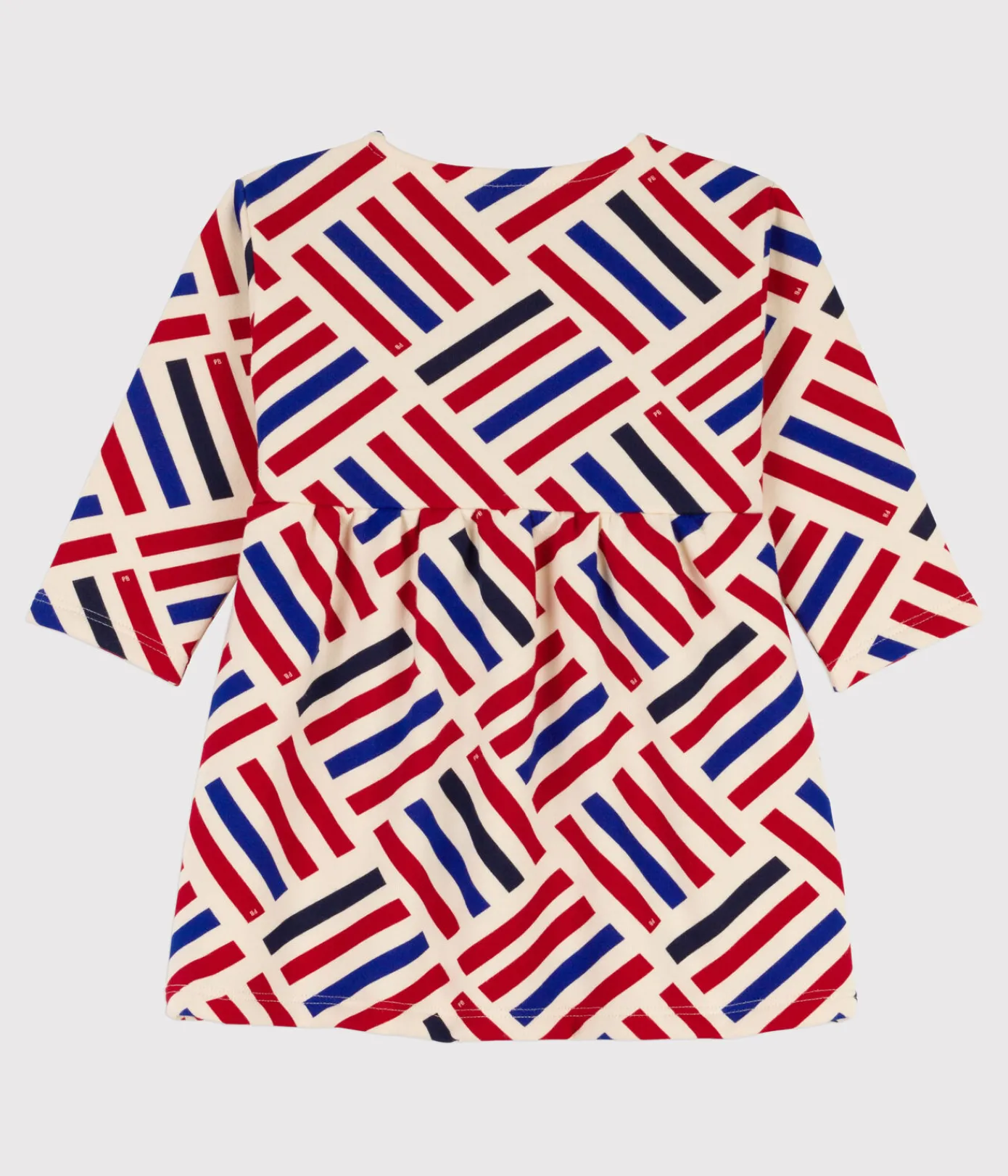 Petit Bateau Kleider*Langärmeliges Babykleid aus Molton mit Printgrafik weiss AVALANCHE/ MULTICO