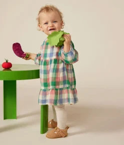 Petit Bateau Kleider*Langärmeliges Baby-Kleid aus Musselin weiss AVALANCHE/ MULTICO