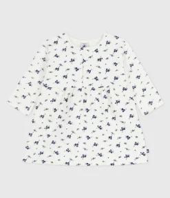 Petit Bateau Kleider*Langärmeliges Baby-Kleid aus Baumwolle mit Blumenmuster blau MILK/ SOIR
