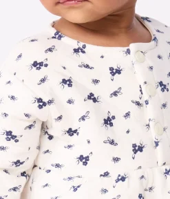 Petit Bateau Kleider*Langärmeliges Baby-Kleid aus Baumwolle mit Blumenmuster blau MILK/ SOIR