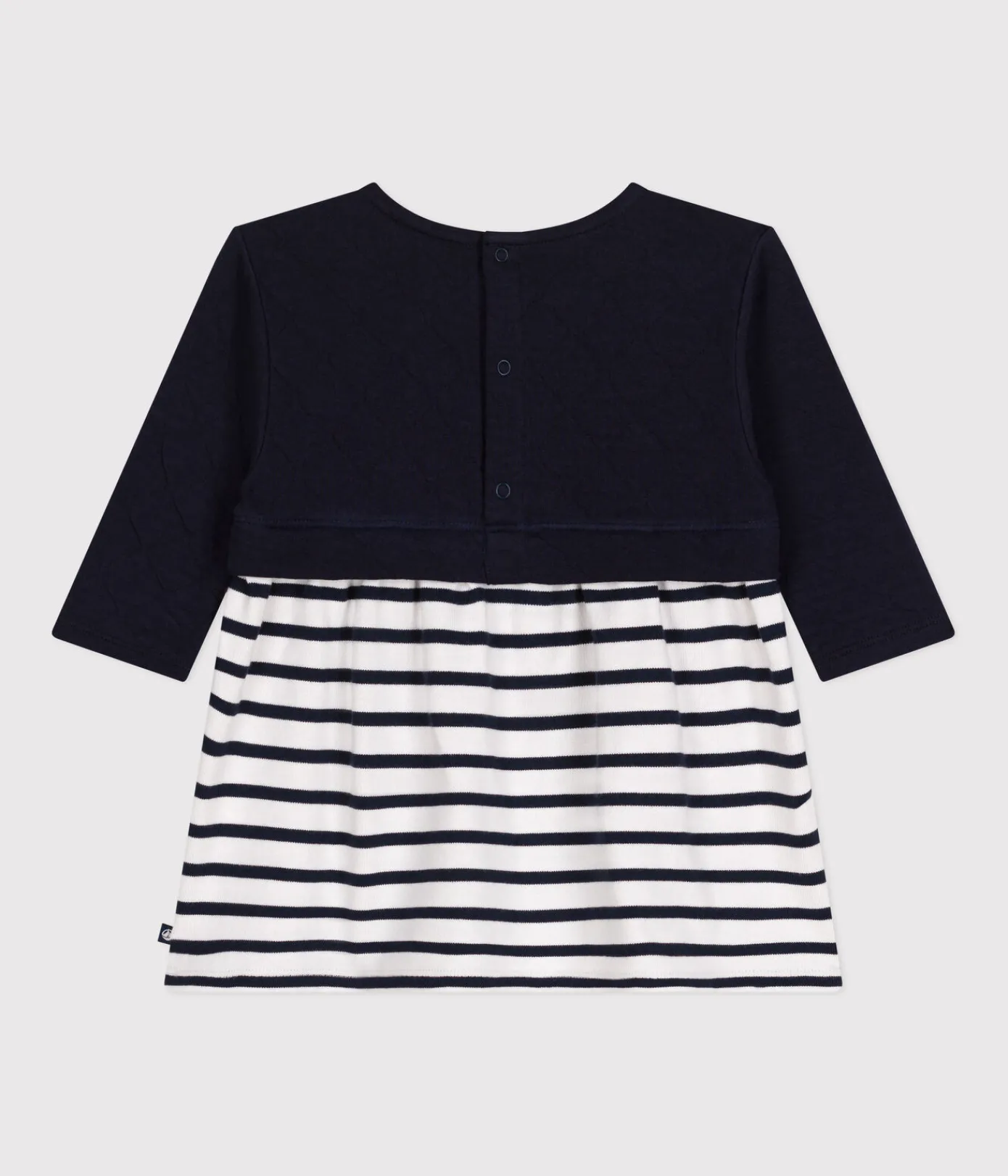 Petit Bateau Kleider*Langärmeliges Baby-Kleid aus Doppeljersey blau SMOKING/weiss MARSHMALLOW