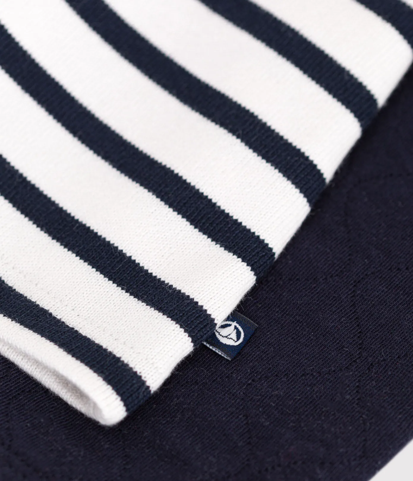 Petit Bateau Kleider*Langärmeliges Baby-Kleid aus Doppeljersey blau SMOKING/weiss MARSHMALLOW