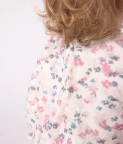 Petit Bateau Kleider*Langärmeliges Baby-Kleid aus Baumwolle mit Blumenmuster MILK/ MULTICO