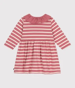 Petit Bateau Kleider*Langärmeliges Baby-Kleid aus dickem Jersey rosa ROSEWOOD/ AVALANCHE
