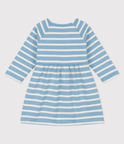 Petit Bateau Kleider*Langärmeliges Baby-Kleid aus gestreiftem Jersey AZUL/ MONTELIMAR