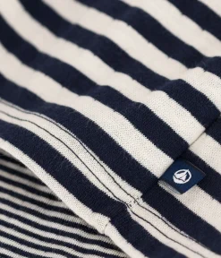 Petit Bateau Kleider*Langärmeliges Babykleid aus gestreiftem Doppeljersey blau SMOKING/ AVALANCHE