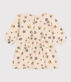 Petit Bateau Kleider*Langärmeliges Baby-Kleid aus Doppeljersey weiss AVALANCHE/ MULTICO