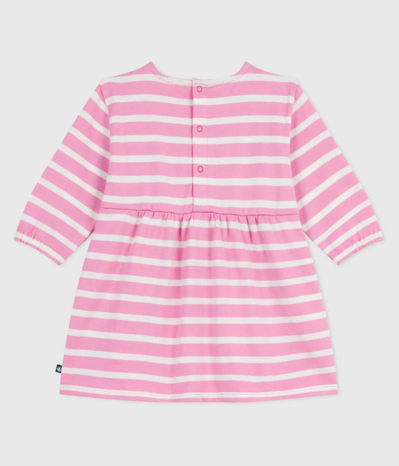 Petit Bateau Kleider*Langärmeliges Baby-Kleid aus Baumwolle mit Streifen rosa BOUDOIR/ MILK