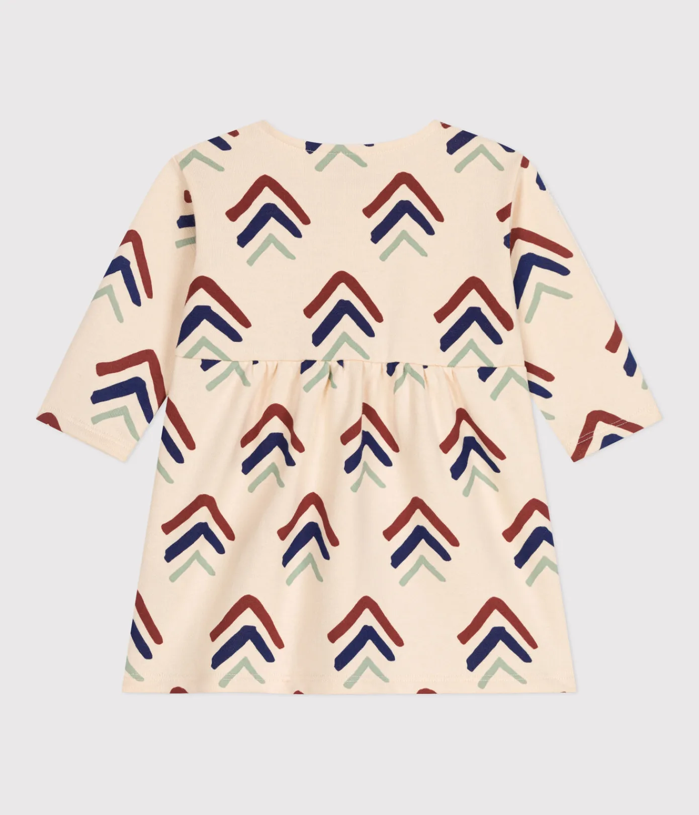 Petit Bateau Kleider*Langärmeliges Baby-Kleid aus Molton weiss AVALANCHE/ MULTICO