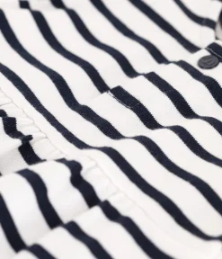 Petit Bateau Kleider*Langärmeliges Babykleid aus dichtem Jersey für Mädchen weiss MARSHMALLOW/blau SMOKING